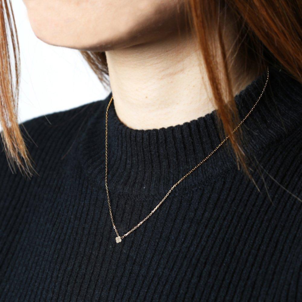 ESTELLE [WEB Exclusive] Diamond 10K Yellow Gold Flower Motif Necklace 0442-8551-0014-0000