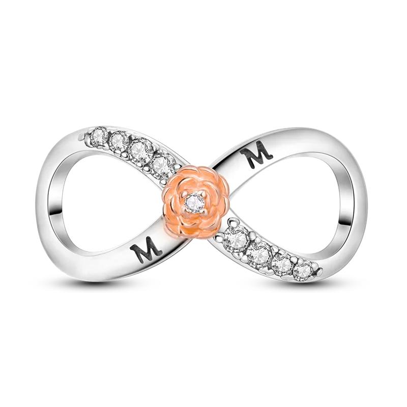 Copper Eternal Symbols Charms Beads Forever Love Sunflower Feather Dangle Fit Original Bangle Bracelet Diy Jewelry