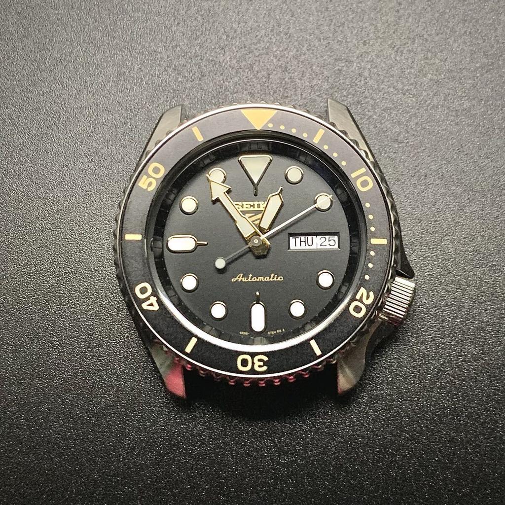 SEIKO Aftermarket chapter ring in black with chapter markings for SKX SBSA MOD no SKX007 SRPD, etc. custom, anchor 7S26-0020