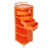 Storage Cart, 4 Tier Storage Cart, Storage Rack with Wheels Rounded Corners Stainless Steel ABS for Homes, Barber Shops Orange