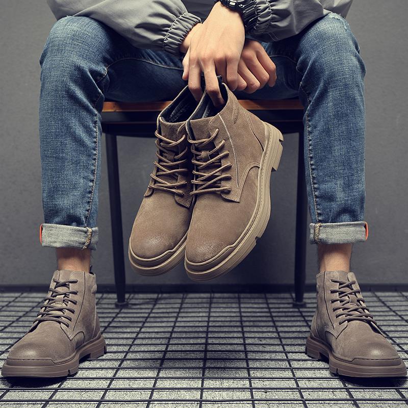 2024 Winter New Male Korean Version All-matchd Fashion High-top Tooling Trendy Shoes British Men's Boots Retro Short Boots
