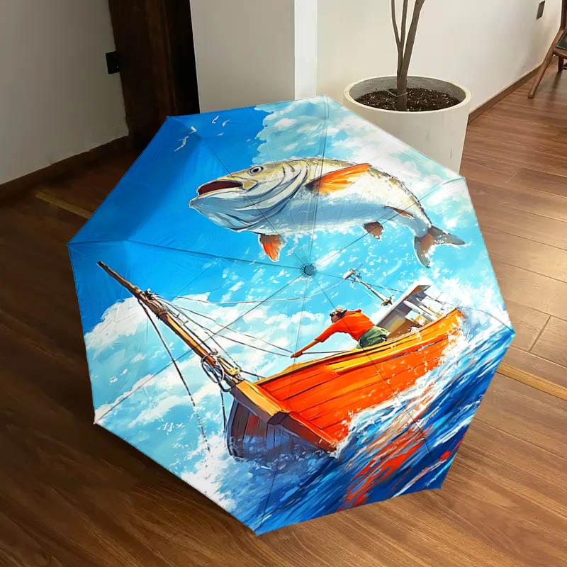 

automated folding umbrella portable three-fold design 8-bone iron frame outdoor umbrella festival gift suitable for fans, travel, daily use