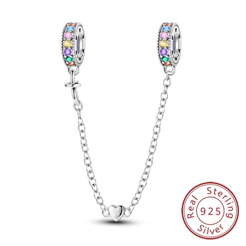 New Original Safety Chain Clasp Clip Charm Bead Copper Heart Bow Star Moon Fit Bracelet Diy Woman Girl Jewelry Gift