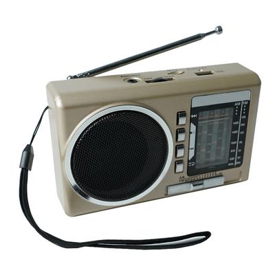 Tragbares FM-Radio Mehrband USB-Kartensteckplatz Wiederaufladbares Vintage-Retro-Radio für ältere Menschen Gold