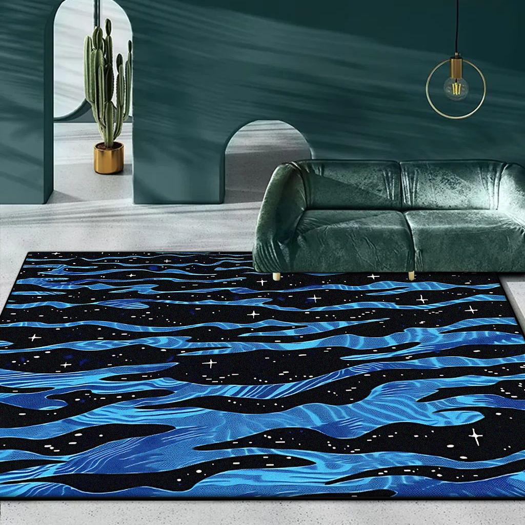 Abstract Green Ripple Carpet Living Room Decoration Sofa Area Rugs Non-slip Bedroom Lounge Floor Mat Kid Room Bedside Door Mats
