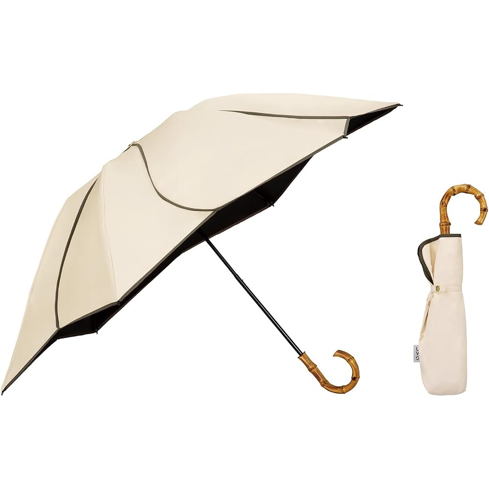 Wpc. UVO Folding Umbrella 55cm 3-Fold Floral Beige Women's Parasol