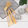 4Pcs Matcha Whisk Set Handmade Bamboo Matcha Whisk Traditional Tea Scoop Deep Scoop Tea Strainer Clear Whisk Storage Holder