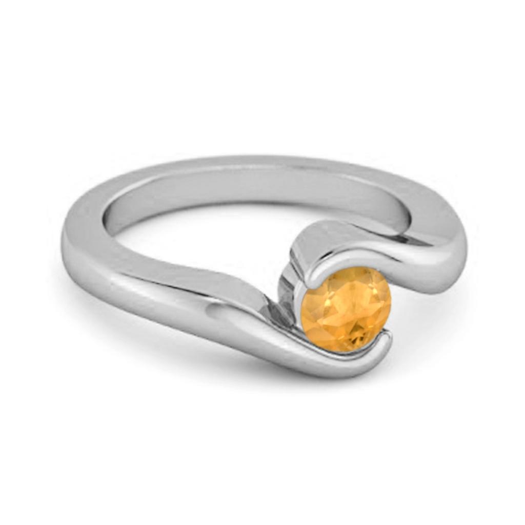Citrine Contemporary Wrap Bypass Style Ring- 925 Sterling Silver