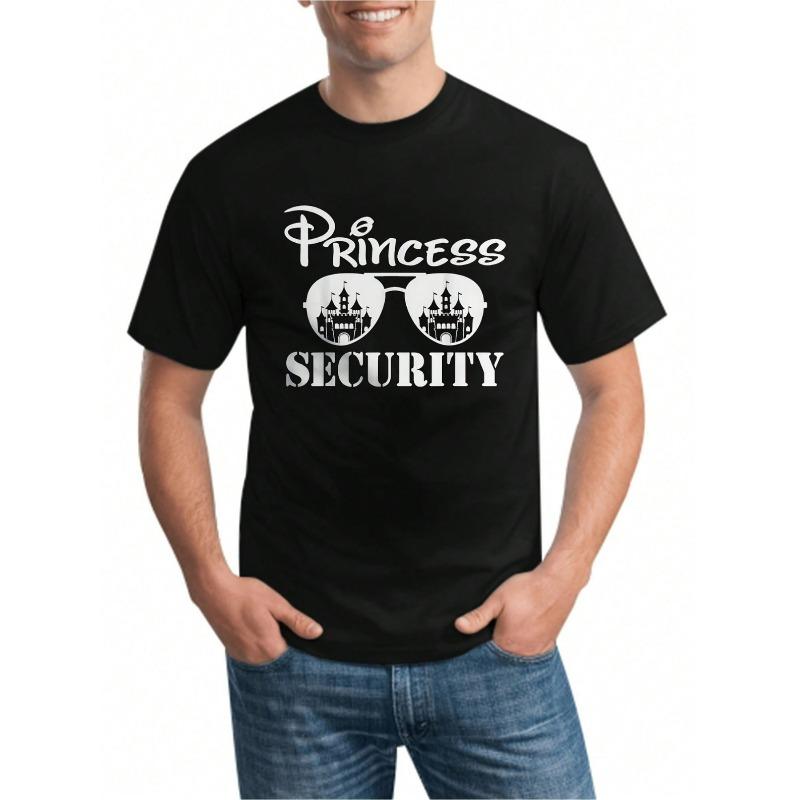 

European sizes Sunglasse Castle Pattern Print Short Sleeve, Round Neck T-Shirt, Men s Casual Tops Suitable for Daily Wear And Vacation 4XL чорний