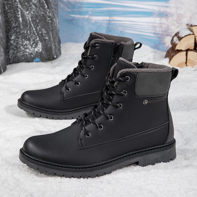 Martin boots casual leather surface outdoor Zhongbang boots warm non-slip British leather surface 41 чёрный