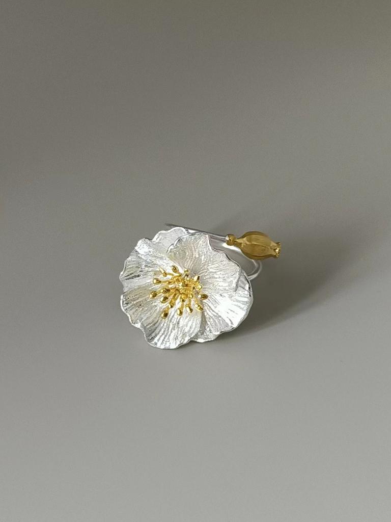 Floral Elegant Adjustable Copper Ring For Women In Chic Style Minimalist