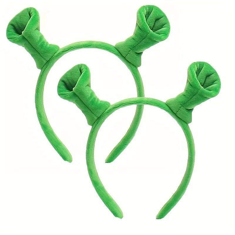 2/ 4 Stuks Pluche Dierenoor- en Hoorntjes Hoofdband-Halloween Kerst Festival Themafeest Dier Cosplay Kostuum Hoofdbanden green