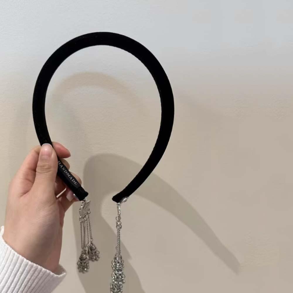 Flocking Vintage Hair Hoop Zinc Zinc Alloy Ethnic Style Headband Elegant Bell Tassel Hairband  Girls