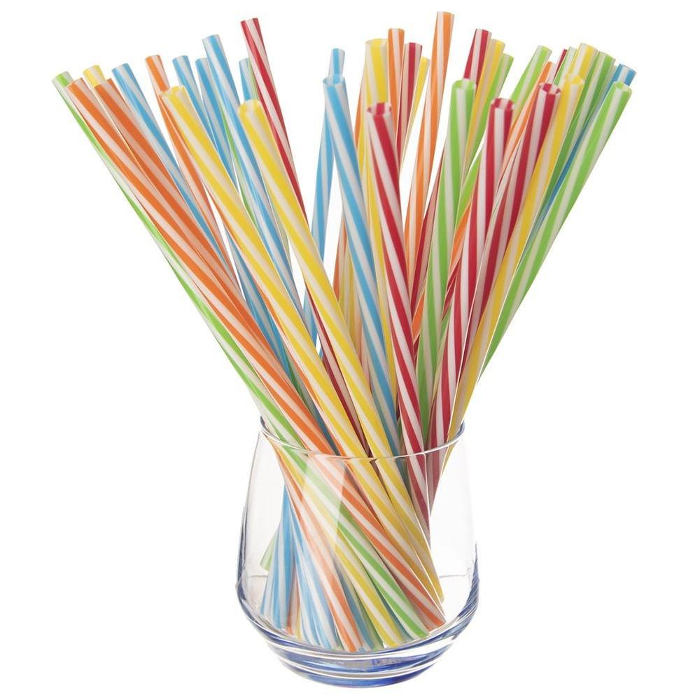 50x Reusable Plastic Straws for Drinks, Cocktails