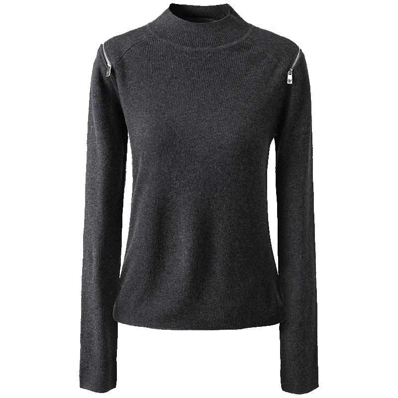 Giovanni Valentino Women's Slim Fit Semi-High Collar Knit Top