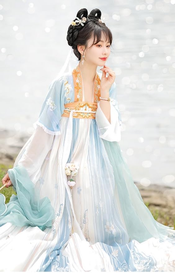 [Hosaku Co., Ltd.] Women's Ancient Chinese Tang Dynasty Hanfu Costume, Cosplay, Photoshoot Costume, Classic Beauty Outfit, Halloween, Stage Performanc