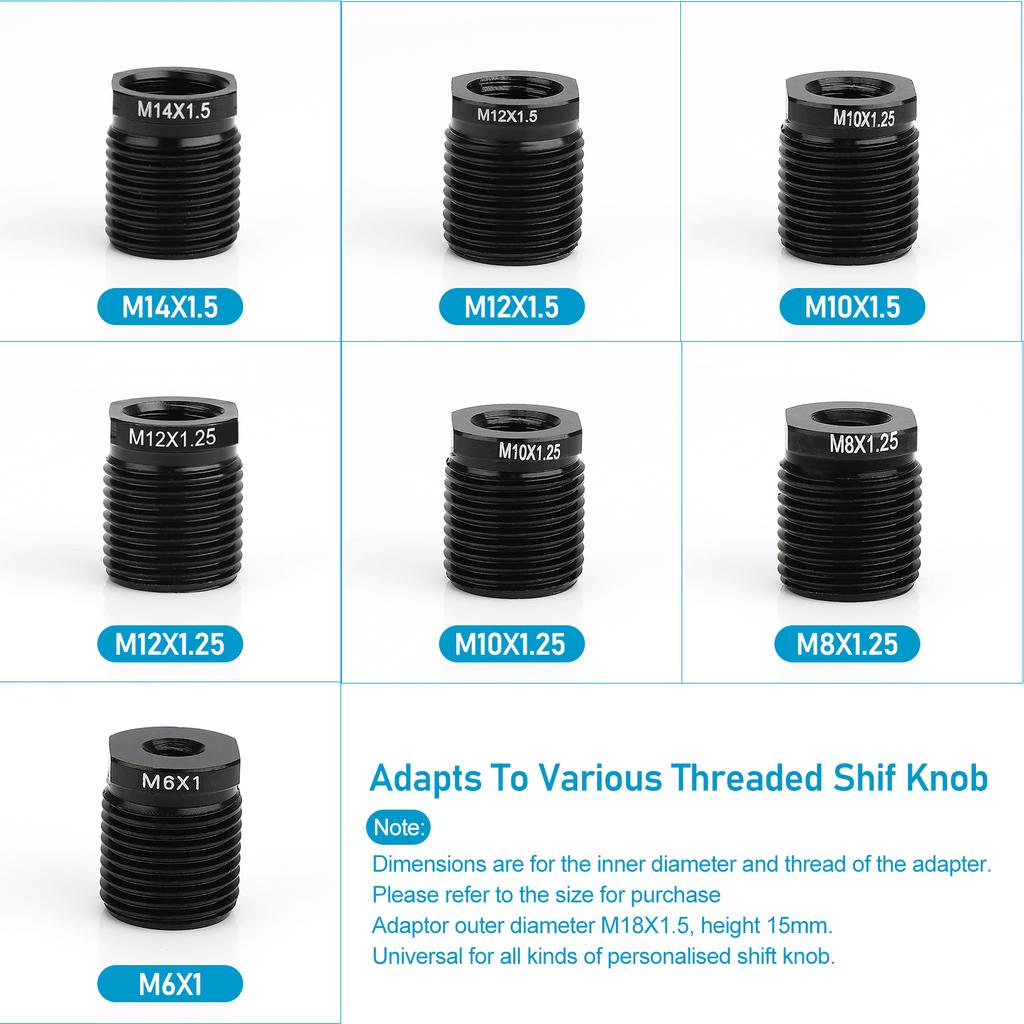 Shifter Knob Adapter With inside thread M8*1.25 M10*1.25 M10*1.5 M12*1.25 M12*1.5 gear rod M14*1.5 M6*1 For gear knob
