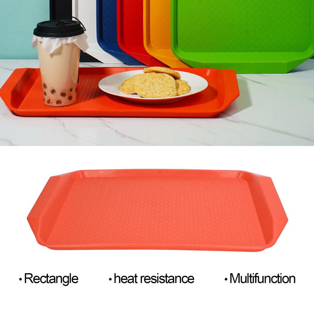 3PCS Colorful Food Tray Rectangle Thickened Binaural Plastic Tray Heat Resistance Stackable Cafeteria Trays for Hotel