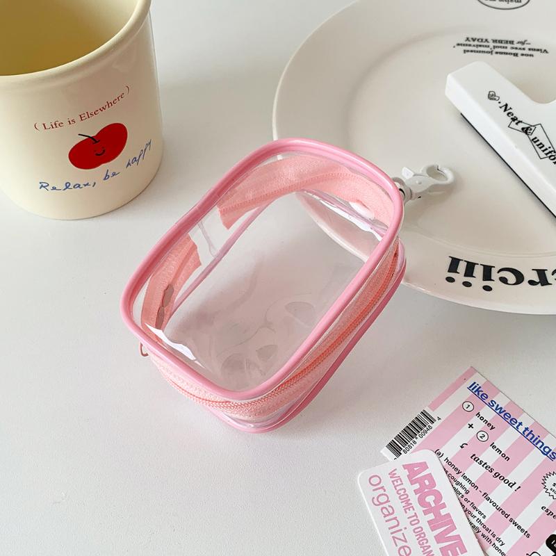 Transparent Pvc Plush Dolls Storage Pouch Square Earphone Organizer Purse With Keychain Anime Cartoon Toy Display Protector Case