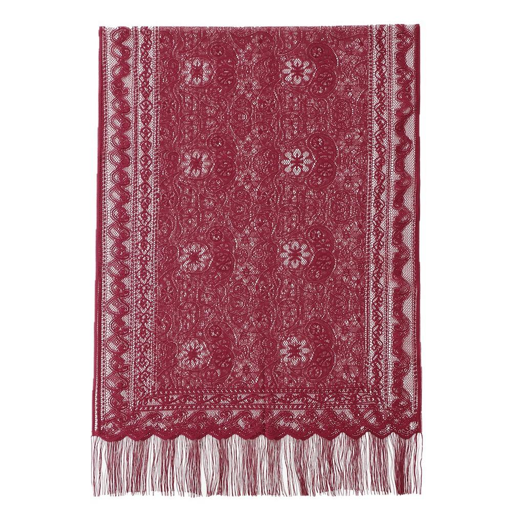 - New Muslim Cashew Nut Hollow Lace Fringed Long Scarf Silk Scarf Women'S Spring And Summer Long Scarf Shawl Women