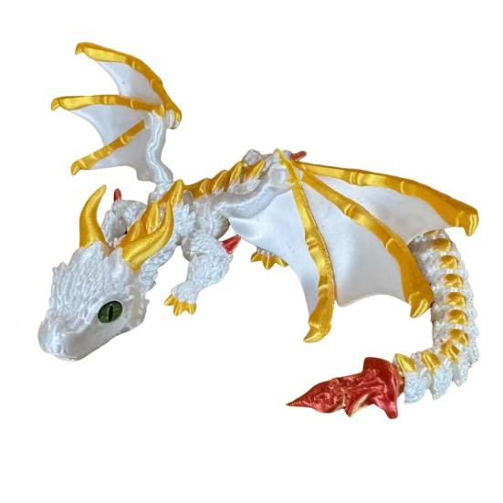 3D Printed Winged Dragon Articulated Dragon Fidget Toy with Horns Dragon Model with Flexible