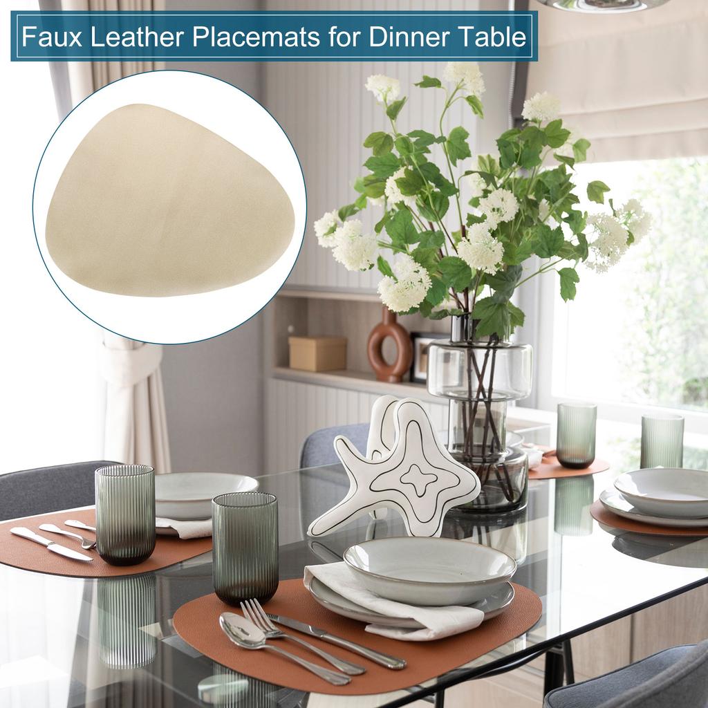 6pcs Oil-Proof Waterproof Dual-Sided Place Mats Irregular Shape PU Leather Placemats for Coffee Shops Kitchen Bistro Tables Bars