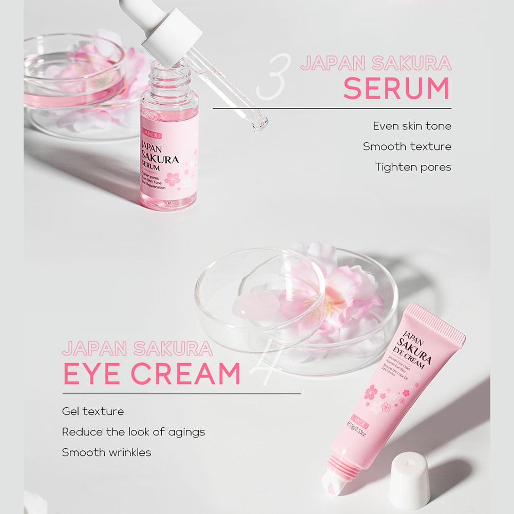 5/6pcs/set Japan Sakura Skin Care Set Serum Rejuvenating Cream Glowing Moisturizer Fade Blemishes
