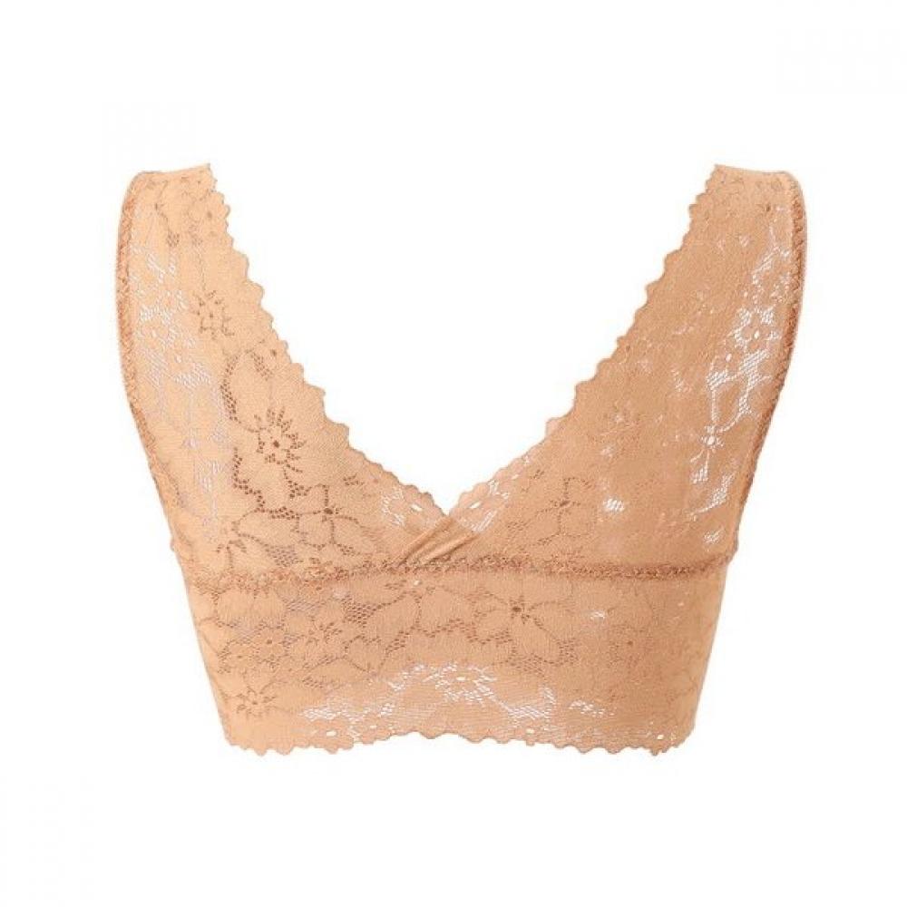 Triumph Flower Lace Front Hook No Wire Bra Beige Tewbr814be