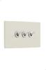 ZOLBONNE Toggle Switch Plate, Ceramic Flat Matte, Aluminum Lever Switch [Made In Japan], Horizontal, Single Row, 3 Ports