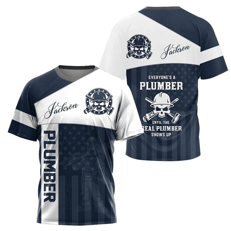 3D Print Funny T Shirt for Men Plumber Uniform Summer Casual O-neck Short Sleeve Tops Fashion Mechanic Clothes T-shirt