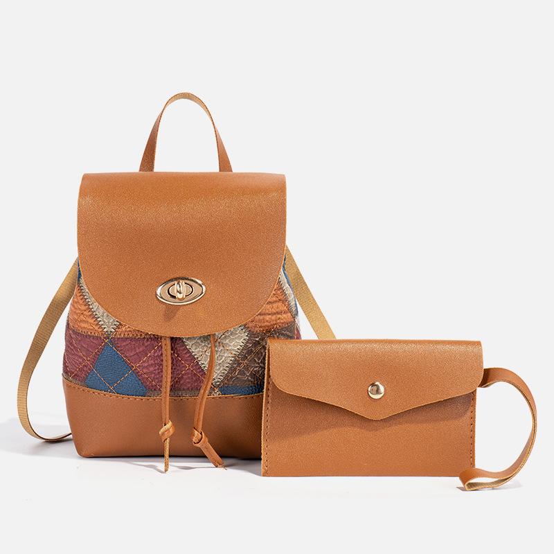 

Рюкзак-ведро на шнурке с ручной сумкой для мелочи, контрастный цвет, ромбовидный, маленький рюкзак, женская портативная сумка через плечо