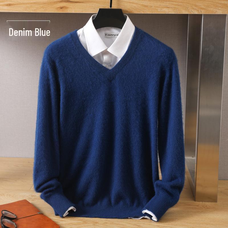 Men's Luxury Cashmere Knit V-Neck Sweater - Autumn/Winter Collection