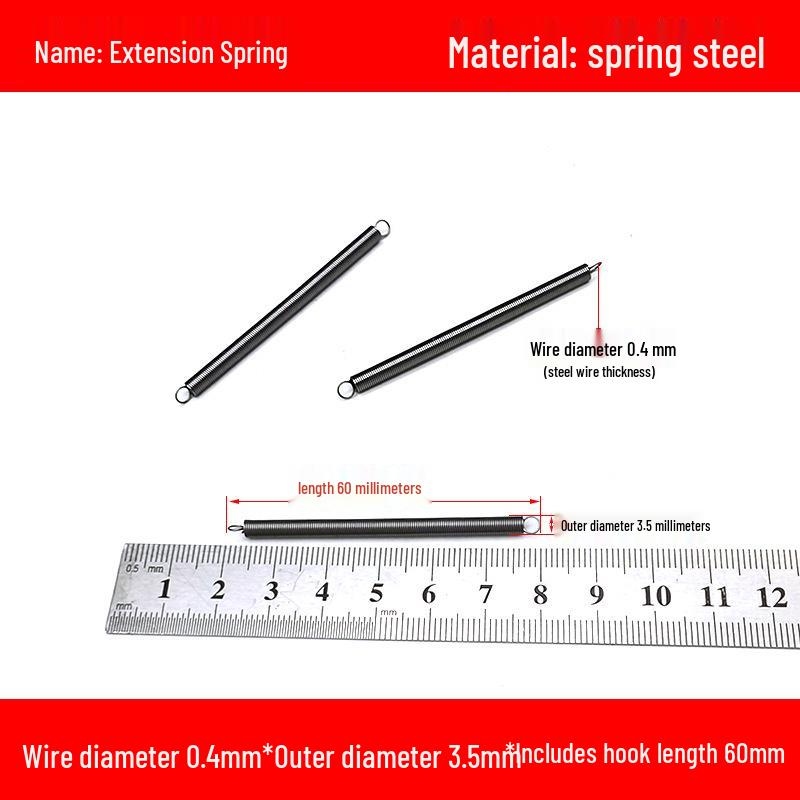 Micro Precision Extension Tension Spring Set with Hooks, 0.4mm Wire Diameter, 3-5mm Outer Diameter