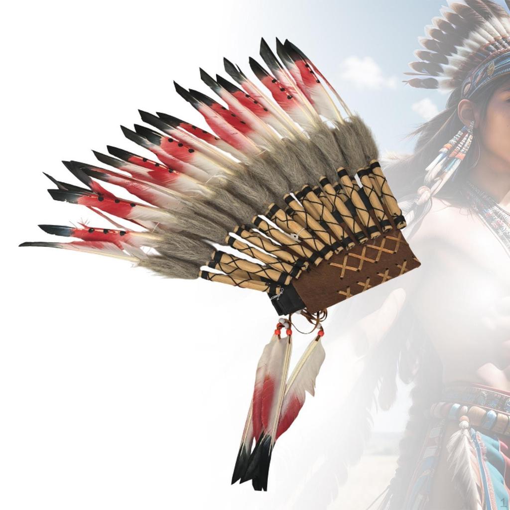 Chief Indian Feather Headdress Costume Accessory for Dance Show Birthday