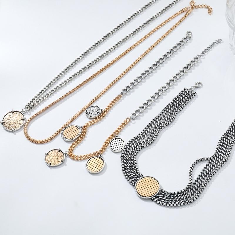 4PCS Bold Bohemian Stackable Chain Necklaces Adjustable Length Punk Rock Chic Collarbone Chain Jewelry