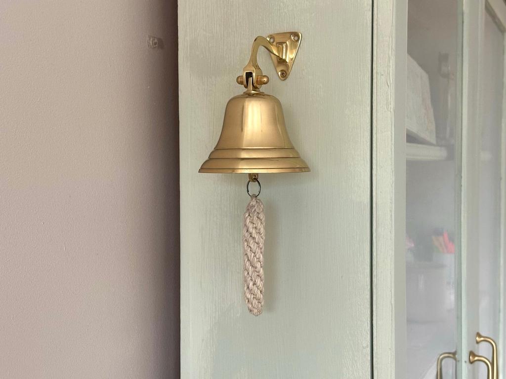 Vintage Solid Brass Ship Bell 4 Inch, Nautical Wall Hanging Decor, Marine Maritime Bell, Antique Coastal Home Accent, Rustic Boat Bell Gift