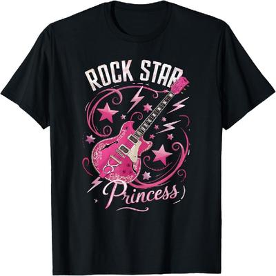 Mädchen Damen Teen Rock Star Prinzessin Gitarre Sterne T-Shirt