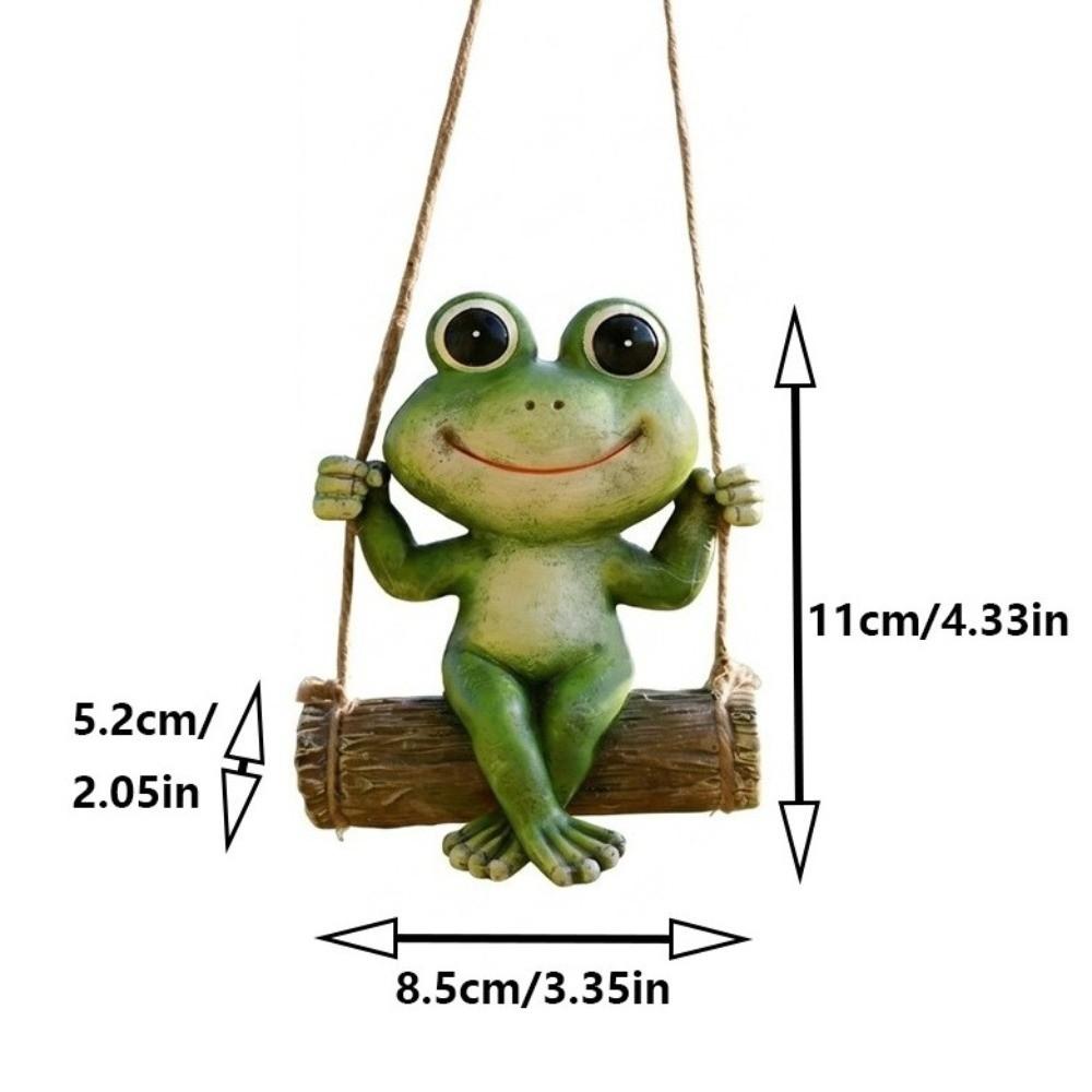 Cute Garden Animal Statue Resin Garden Art Sculpture Animal Sculpture Frog Swing Ornament Patio