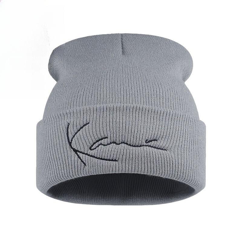 Karl Kani Retro Buchstaben Bestickte Strickmütze Für Männer Und Frauen Winter Wärme Kapuzenstrickmütze