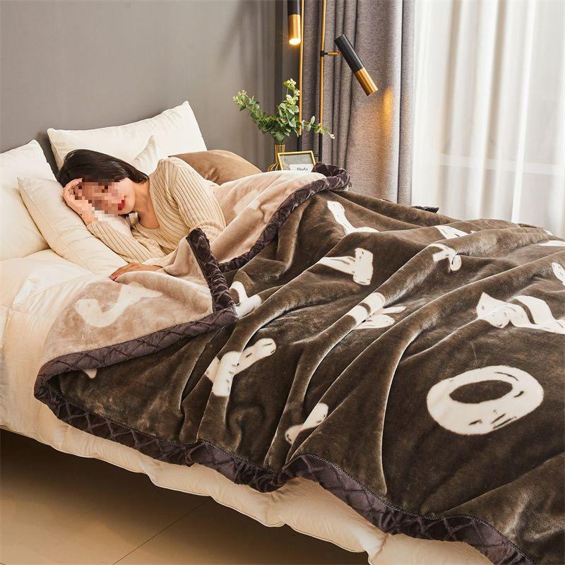 G5Z Thickened Raschel & Coral Flannel Winter Blanket for Dorms & Bedrooms