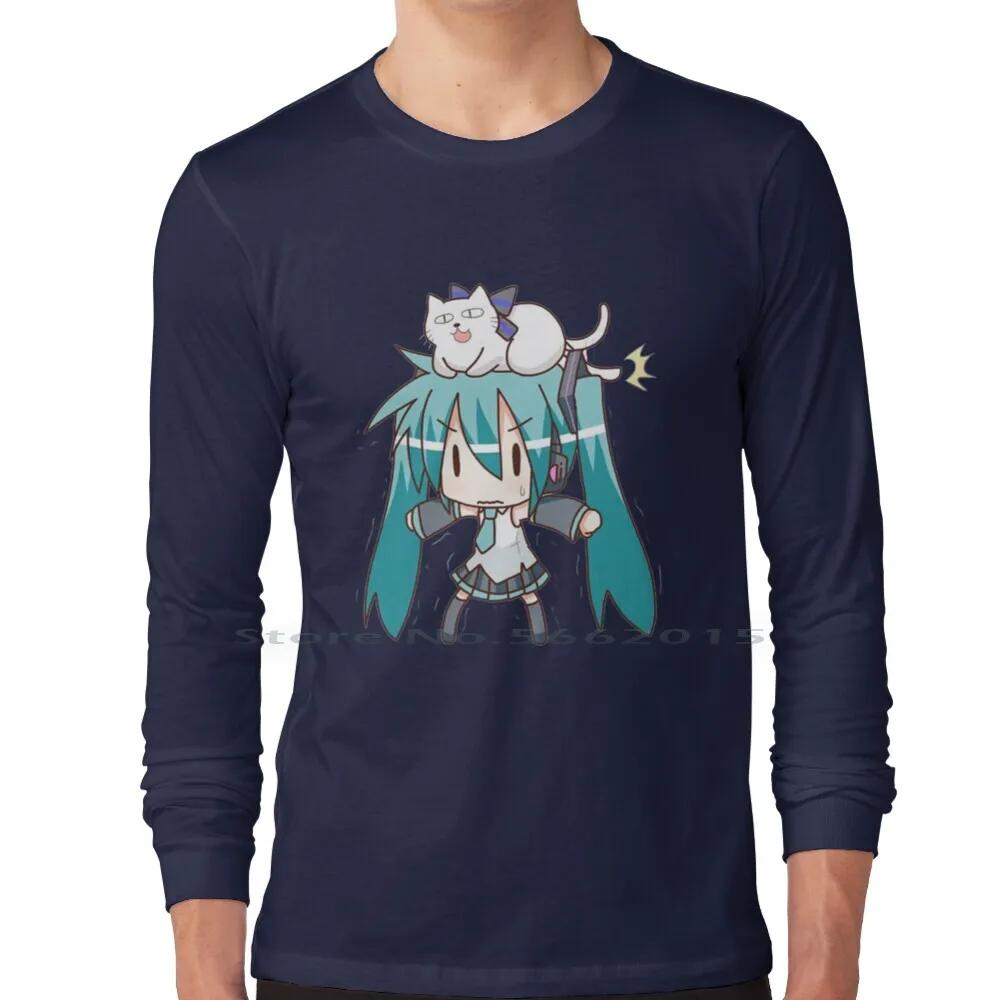 Miku T Shirt 100% Cotton Kawaii Manga Anime Girl Japanese Short Long Sleeve Tee Top