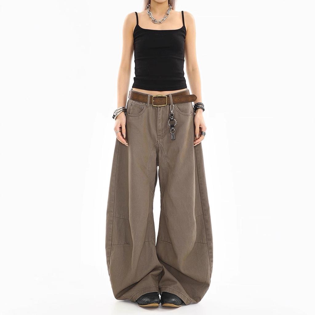 Women's High Rise Loose Fit Wide Leg Jeans Casual Oversized Denim Pants With Wash