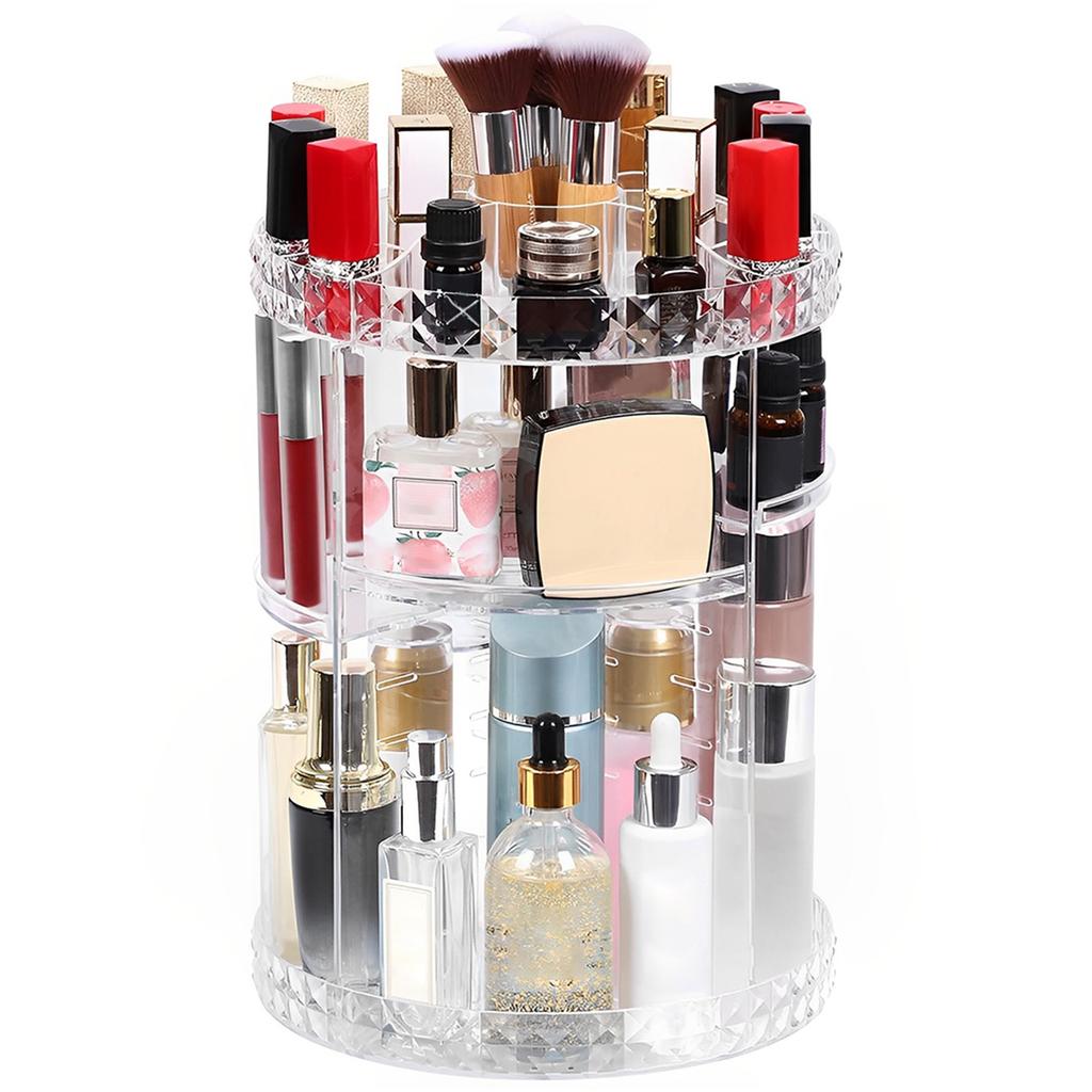 Make Up Organizer Box 360 Degree Rotation Cosmetic Organizer Transparent Fashion Spin Multi-Function Detachable Dressing Table