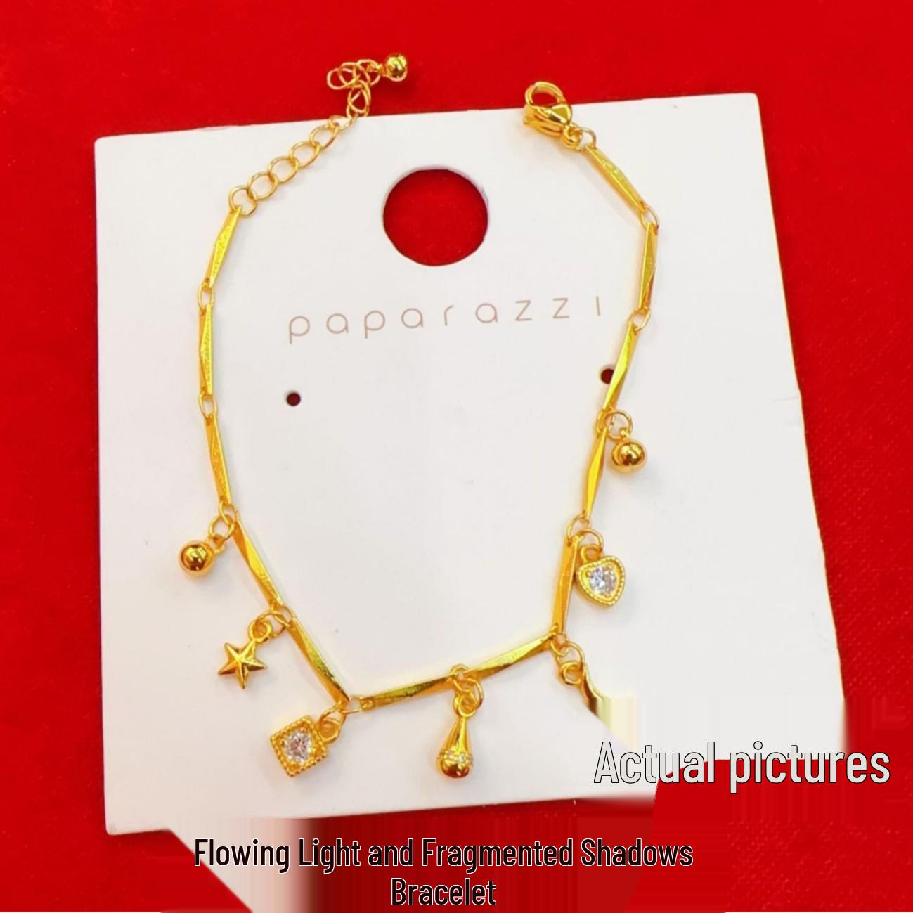 

Gold-Tone Diamond-Studded Flowing Light Bracelet for Women - Luxurious Beaded Gift for Girlfriend