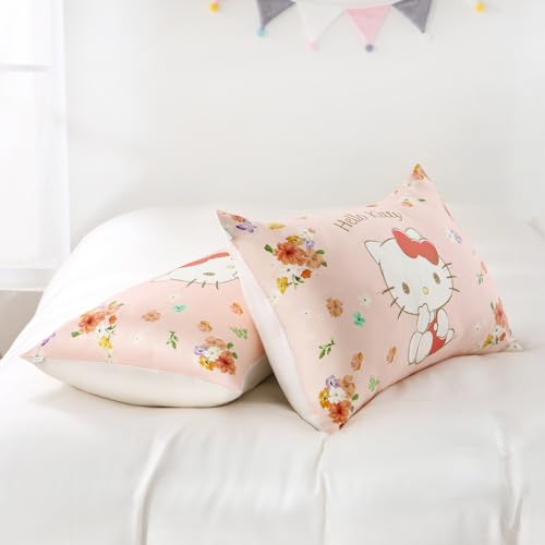 Utukky Silk Pillowcase, Sanrio Characters Hello Kitty, 43x63cm, 100% Silk, Envelope-Style Pillowcase, Smooth, Glossy, Washable, Suitable for All Seaso