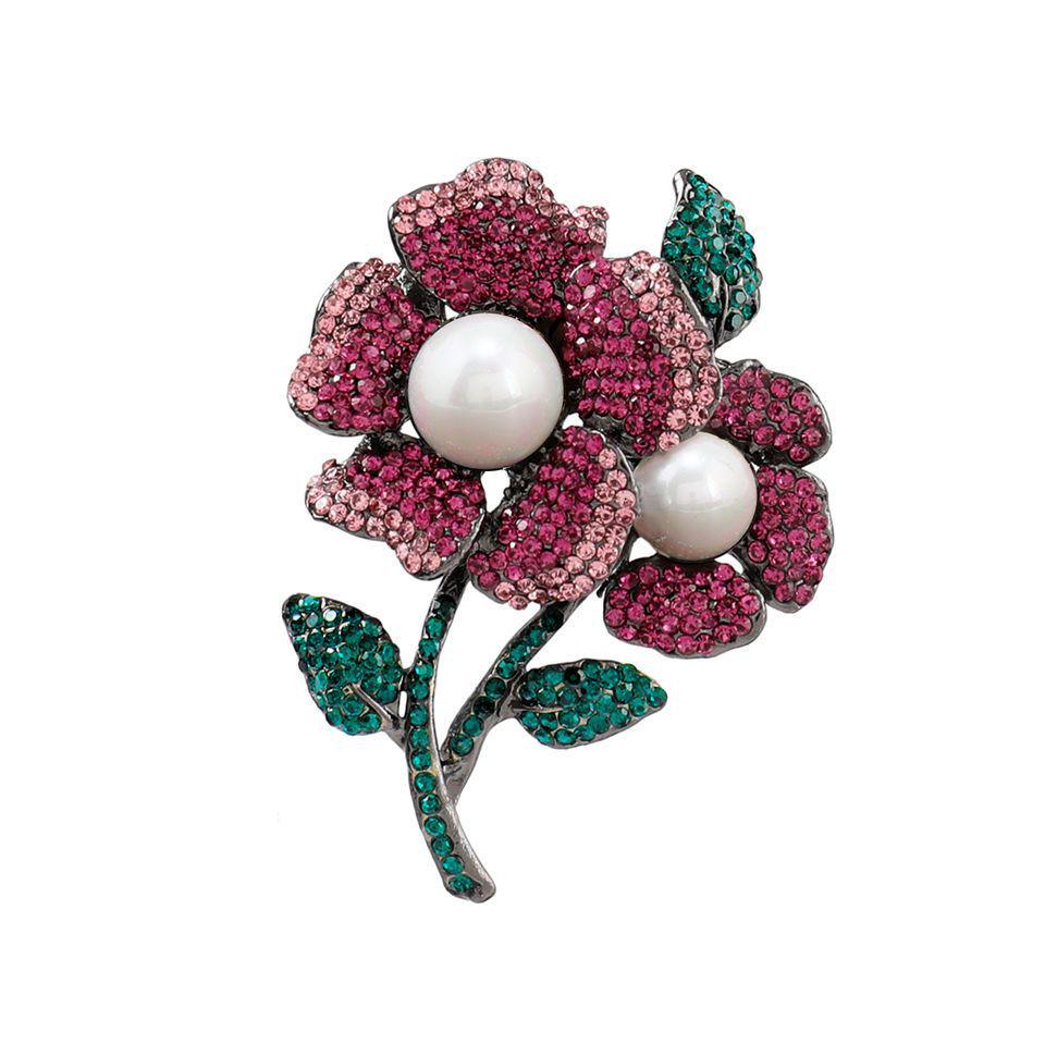 Baroque Pearl Sunflower Brooch – Large Diamond Pin for Men’s & Women’s Suits