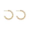 Gold-Plated Silver C-Shaped Ear Cuffs: Retro Geometric Design with Inlaid Diamonds for Women