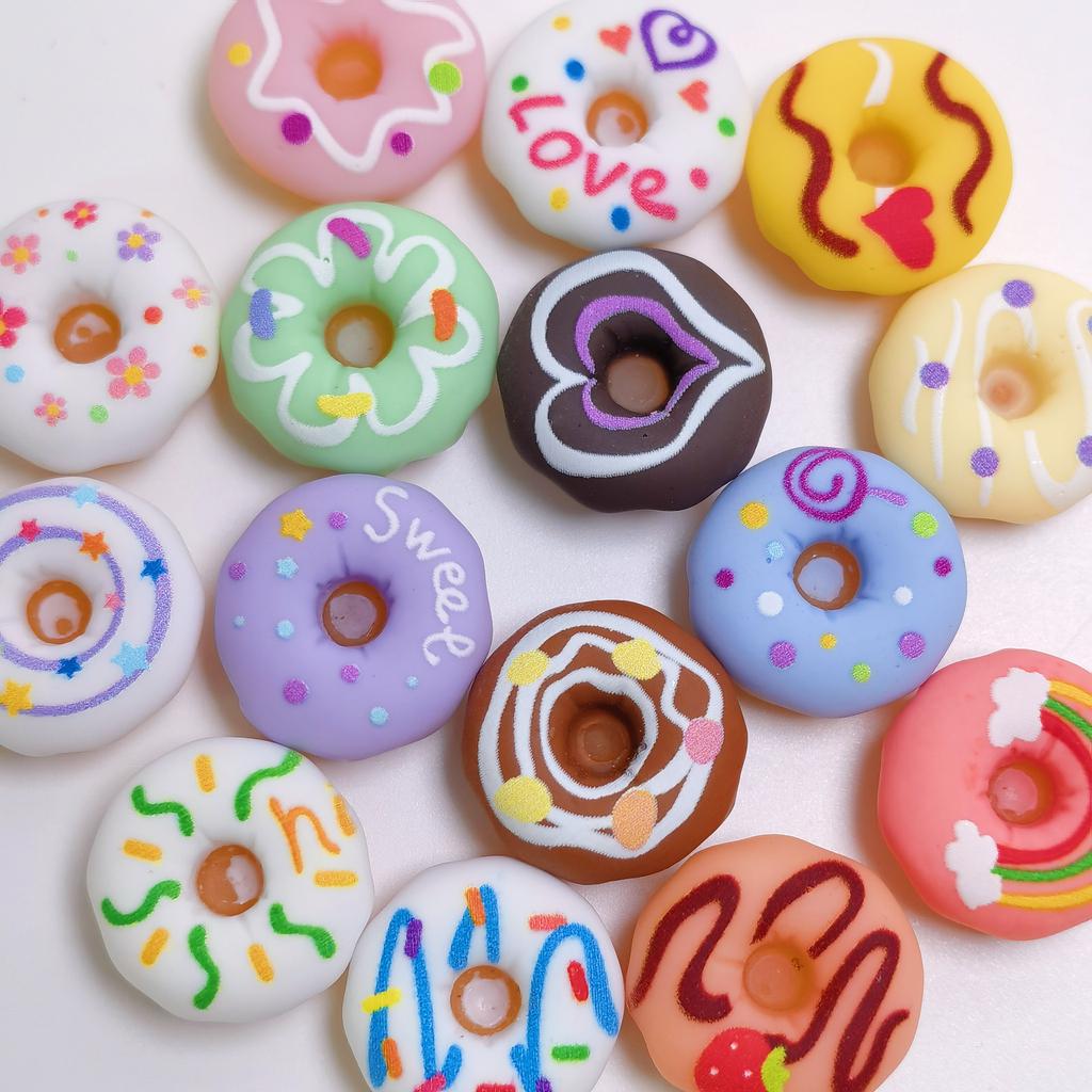 100PCS Colorful Donut Resin Flatbacks Scrapbooking Crafts DIY Handmade Phone Hair Bows Decoration Accessories 20*10mm