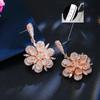 WWJ 3D géométrique Micro pavé cubique zircone balancent fleur boucles d'oreilles bijoux