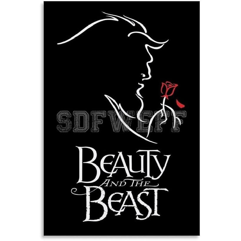 

SDFWEFF Красавица и Чудовище Постер Бродвейский мюзикл Кинопостер Холст Картина Настенный постер для декора спальни гостиной 12x18 дюймов(30x45cm), 18L x 12W